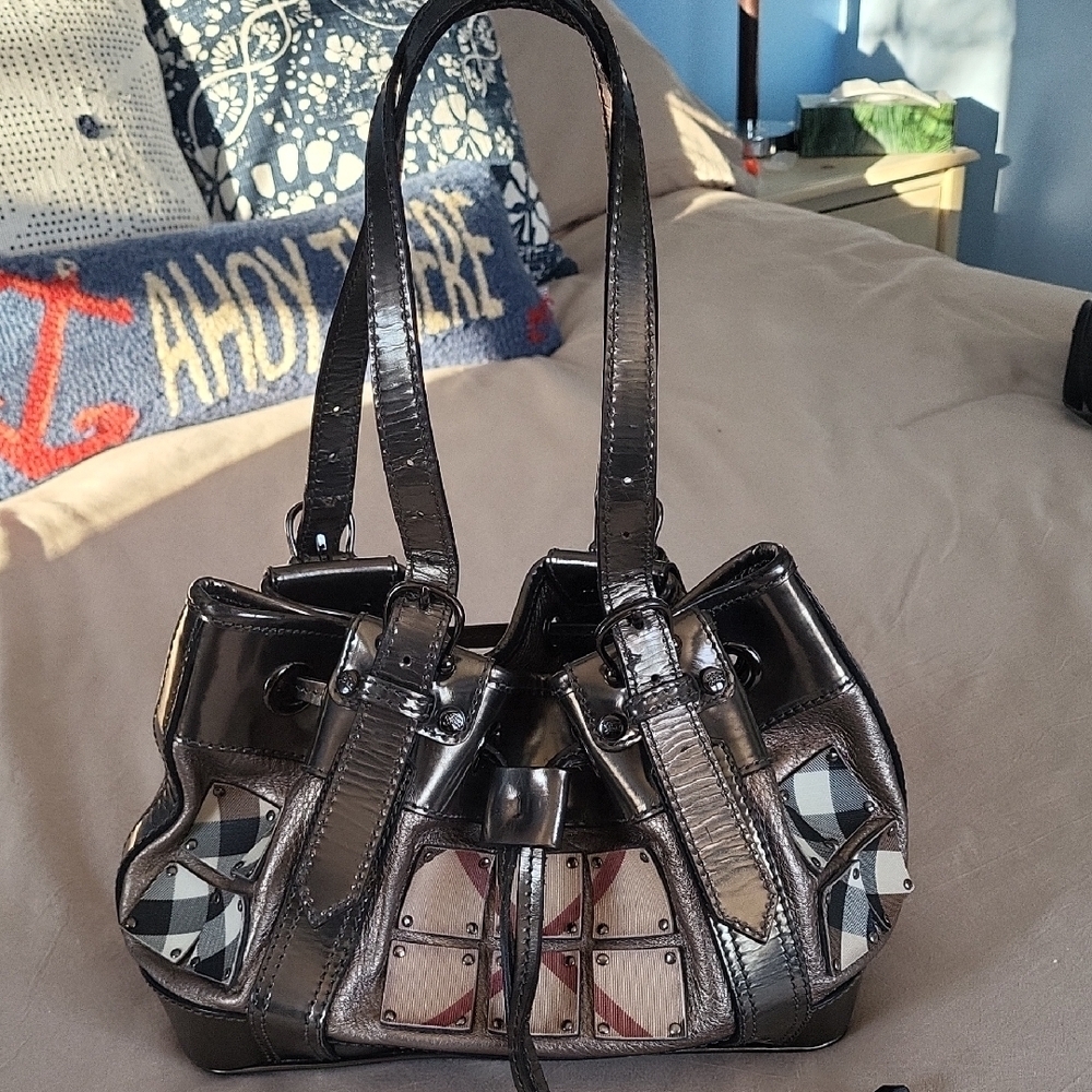 Authentic Burberry Black and Brown Shoulder Bag